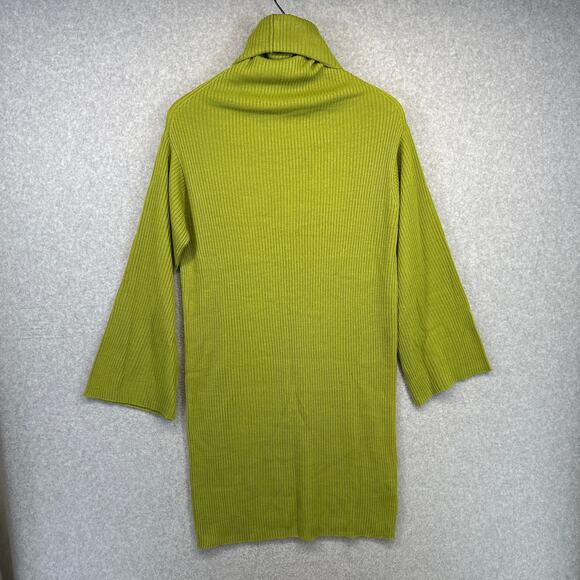 Newport News Sweater Dress Womens Size S Green 100% Acrylic Turtleneck Ribbed - Picture 2 of 11